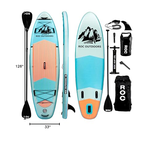 Roc Inflatable Stand Up Paddle Board with Premium Accessories, Wide Non-Slip Deck A34223